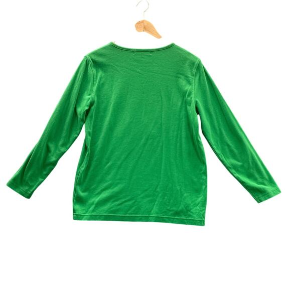 Mercer Street Studio Vintage Green Long Sleeve Snowman Christmas Shirt Women M - Picture 5 of 6